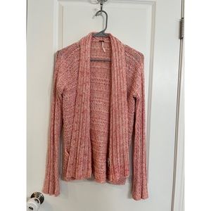 Free People Peach Colored Open Knit Size Large Cardigan